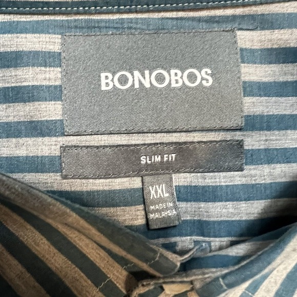 Bonobos Mens Button Down Shirt Size XXL Gray Striped Slim Fit Long Sleeve Cotton - Picture 4 of 5